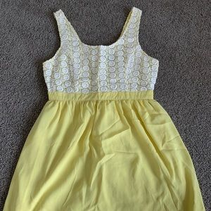 Forever 21 yellow and white midi dress